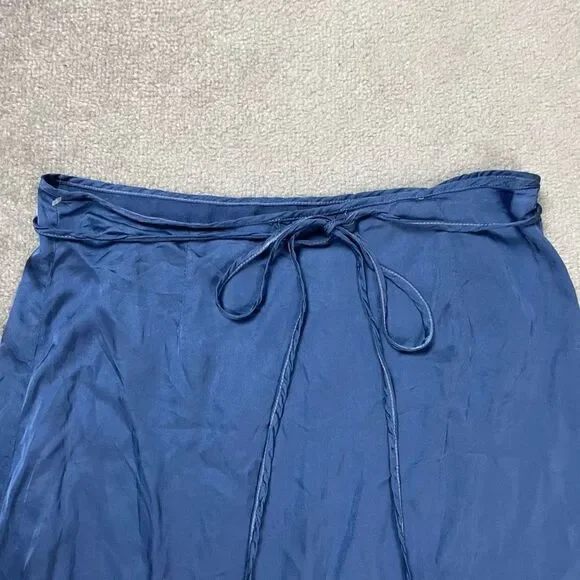 Michael Stars Women’s Small Blue Adjustable Tie Wrap Midi Skirt NWOT - Picture 4 of 5
